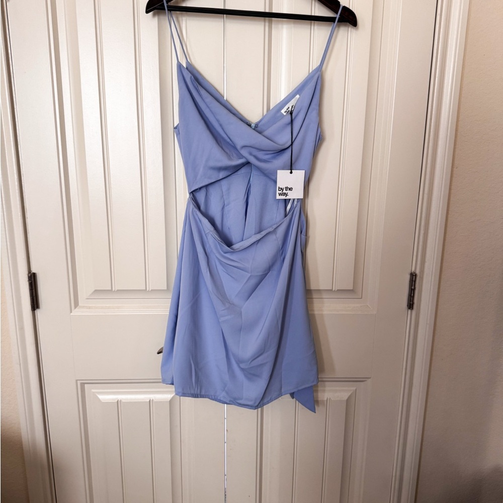 by the way. Revolve. Light blue/periwinkle wrap mini dress